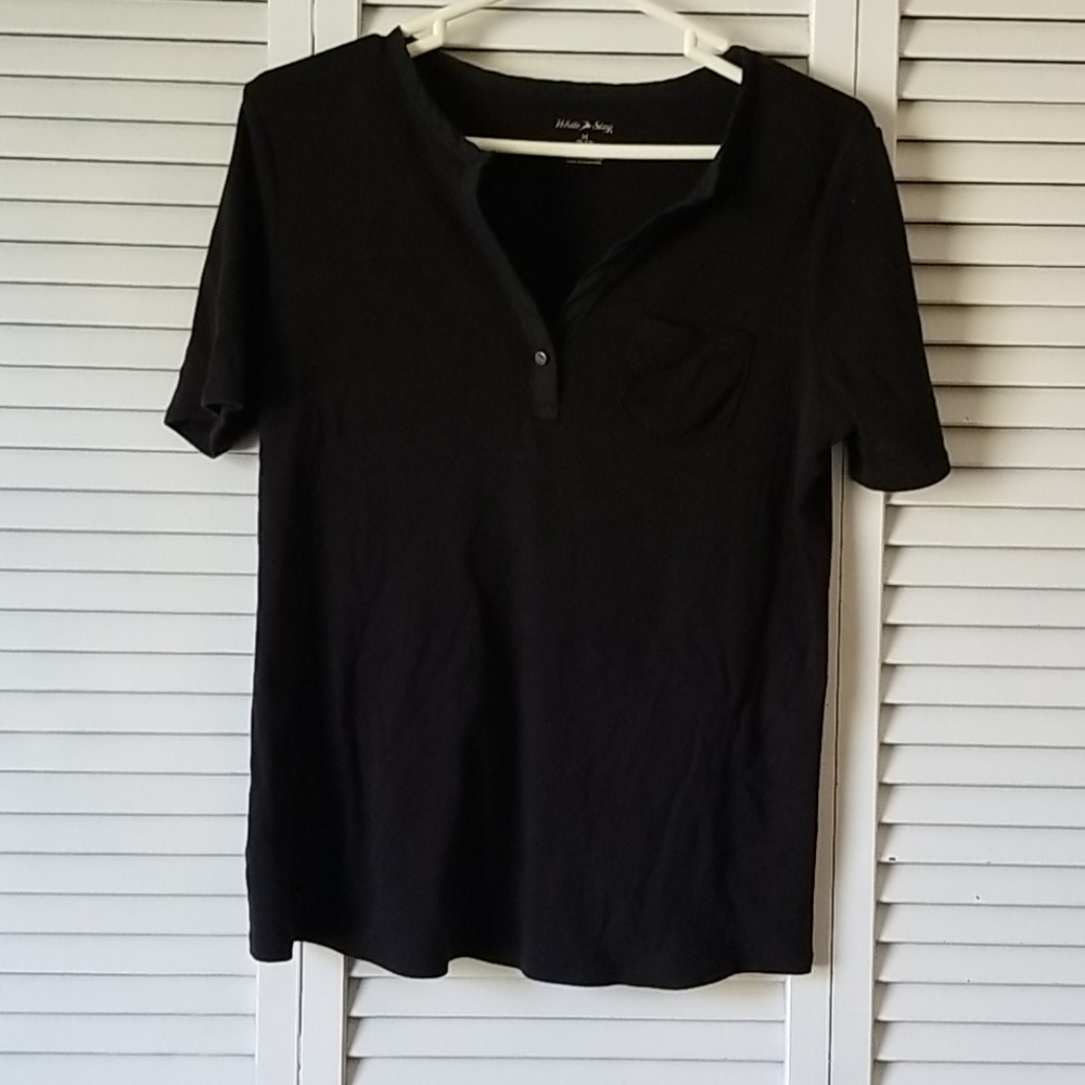 Black Mid Sleeve Women's Blouse